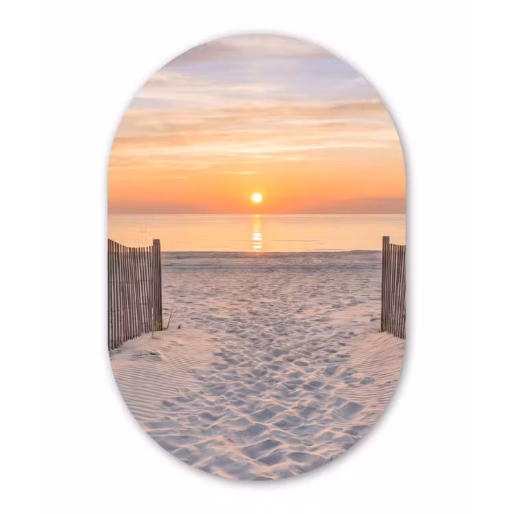 Zonsondergang - Strand - Zand Wandcirkel Ovaal Forex klein -3d
