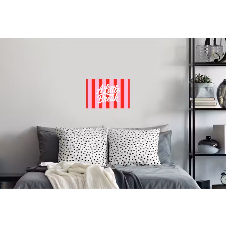 A Little Break - Strepen - Rood - Roze Muursticker klein -slaapkamer