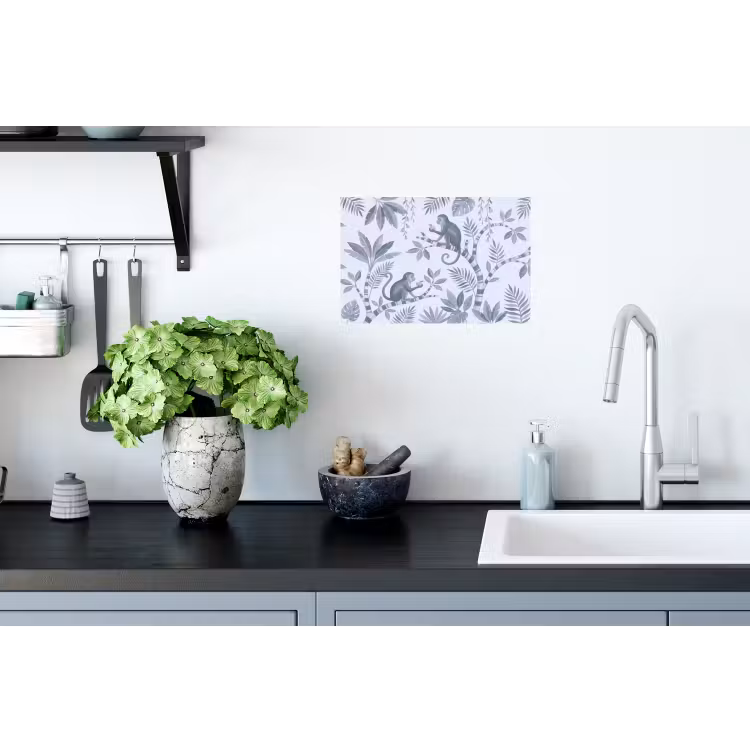 Aap - Boom - Bladeren - Jungle - Illustratie Muursticker klein -keuken