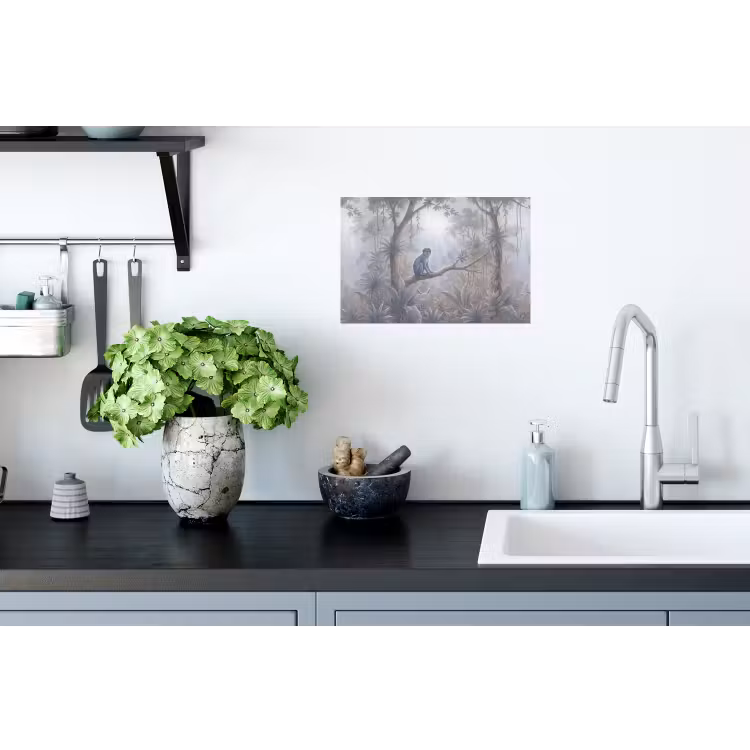 Aap - Boom - Jungle - Natuur - Grijs Muursticker klein -keuken