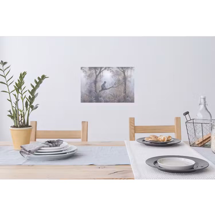 Aap - Boom - Jungle - Natuur - Grijs Muursticker klein -eettafel