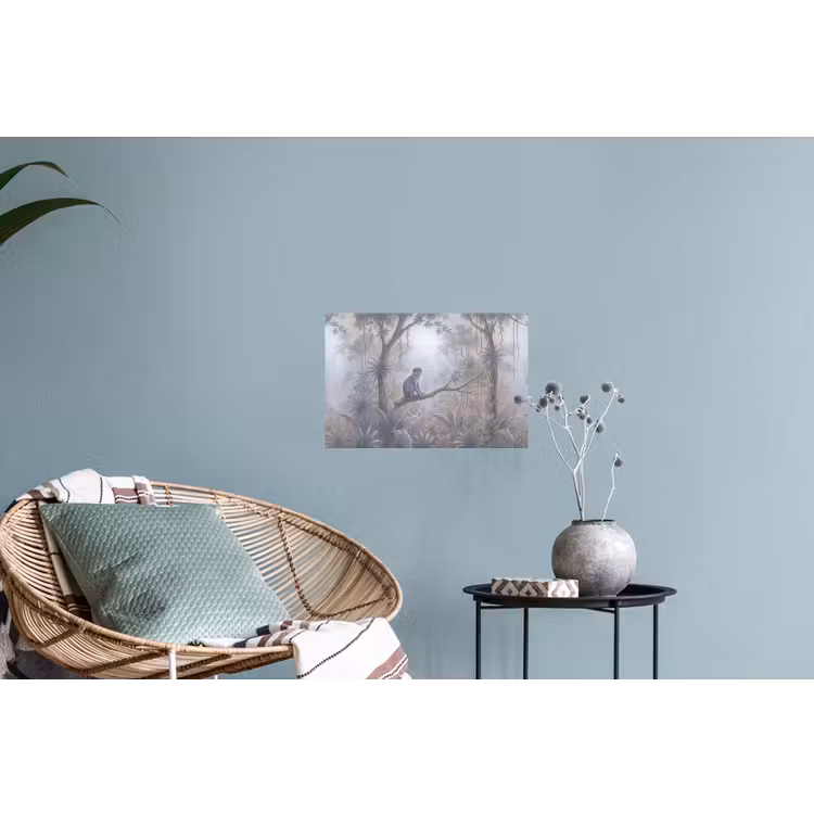 Aap - Boom - Jungle - Natuur - Grijs Muursticker klein -plant
