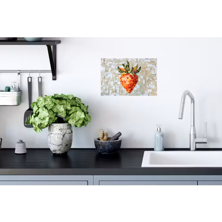 Aardbei - Rood - Mozaïek - Fruit Muursticker klein -keuken