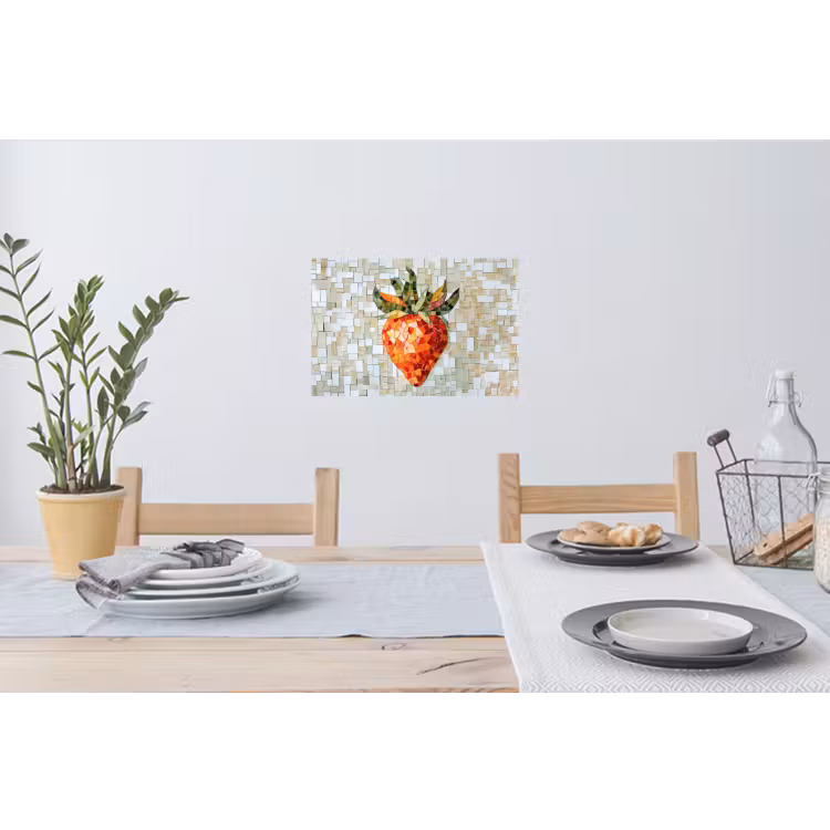Aardbei - Rood - Mozaïek - Fruit Muursticker klein -eettafel