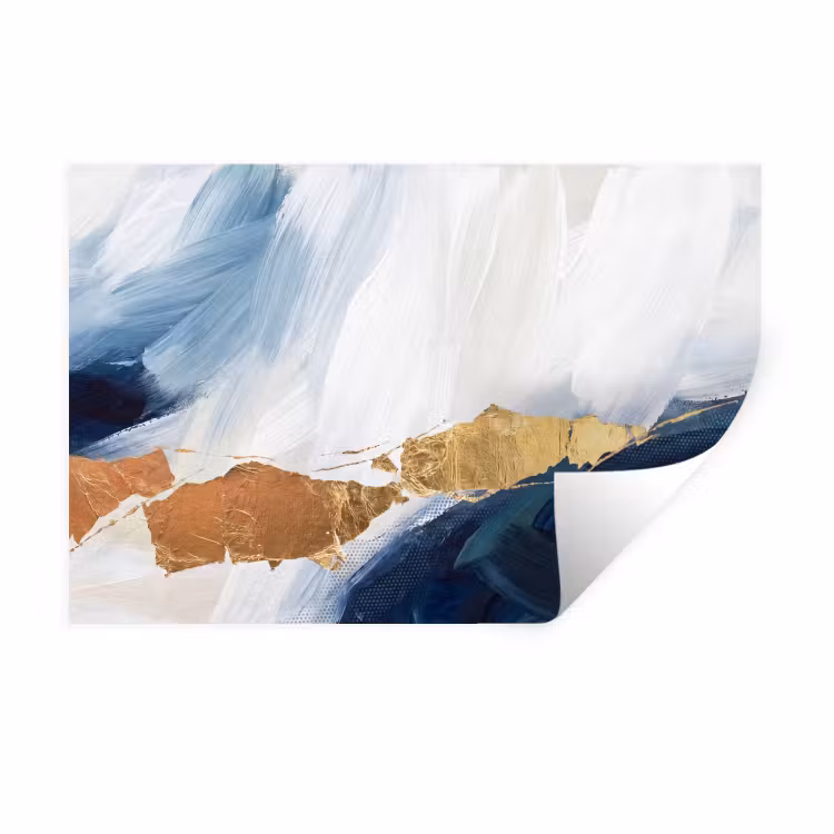 Abstract - Acryl - Blauw - Goud - Elegant Muursticker klein -3d