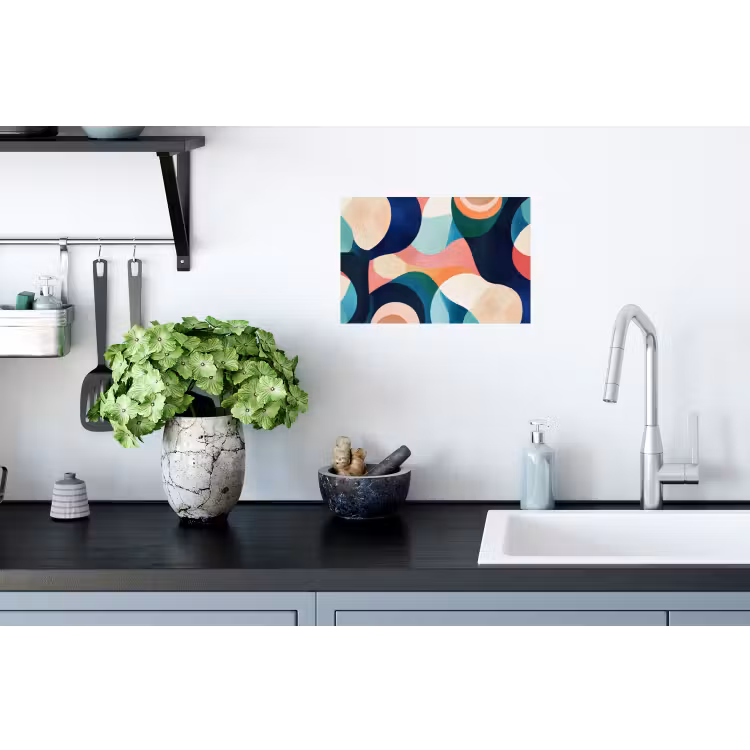 Abstract - Blauw - Roze Muursticker klein -keuken
