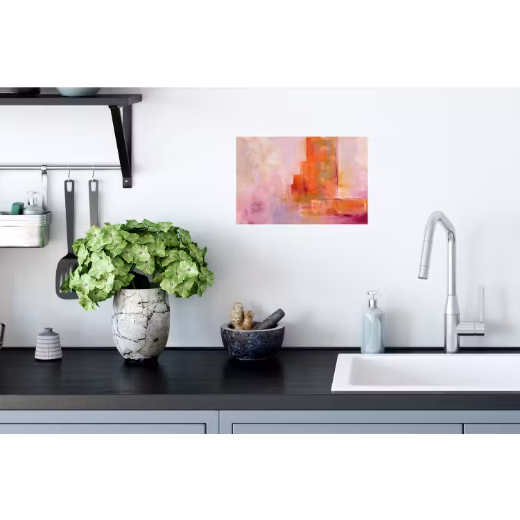 Abstract - Borstelstreken - Kunst - Paars - Goud Muursticker klein -keuken