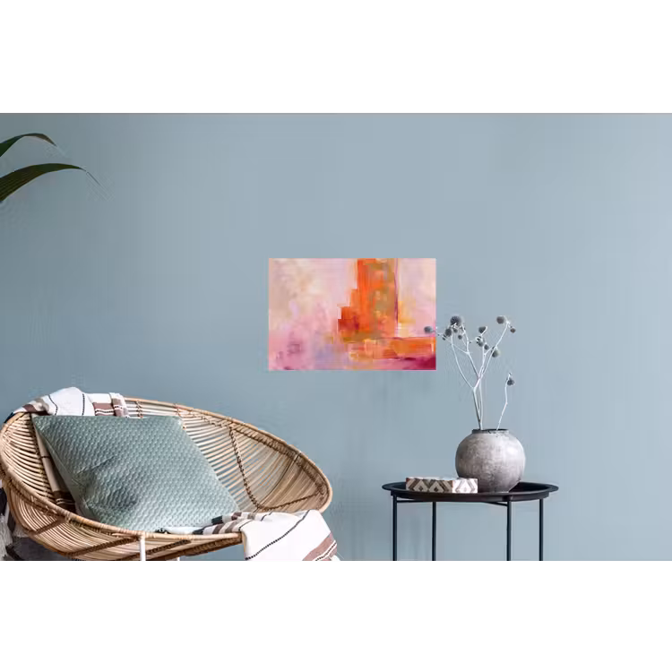 Abstract - Borstelstreken - Kunst - Paars - Goud Muursticker klein -plant