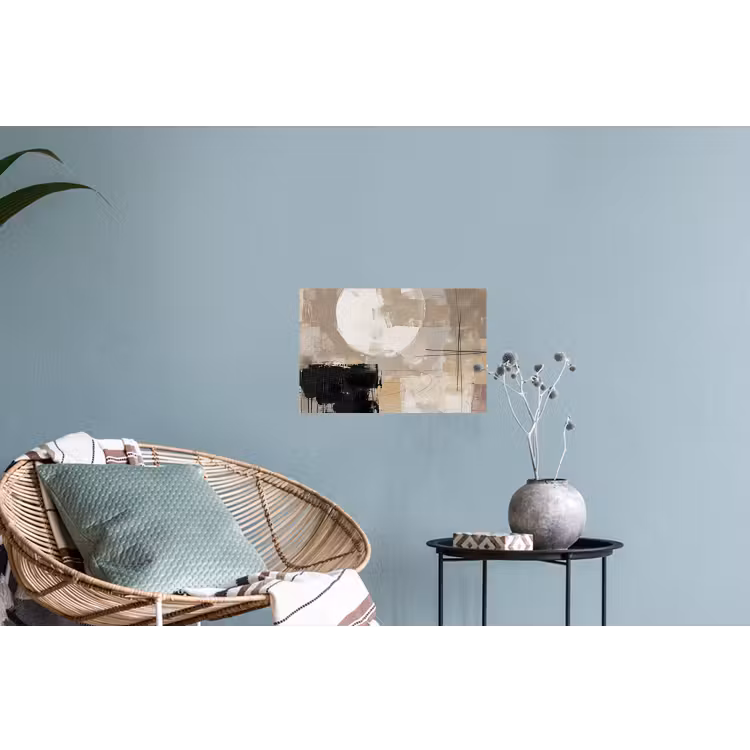 Abstract - Cirkel - Modern - Beige - Zwart - Minimalistisch Muursticker klein -plant