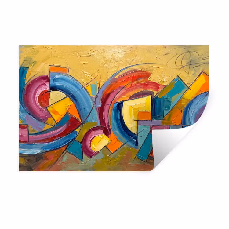 Abstract - Cirkels - Schilderij - Kleurrijk - Dynamisch Muursticker klein -3d