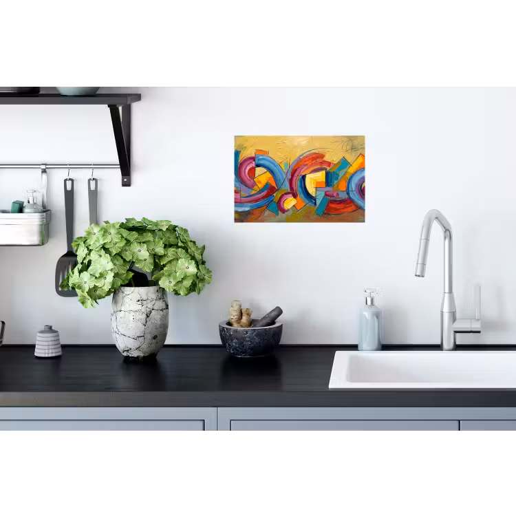 Abstract - Cirkels - Schilderij - Kleurrijk - Dynamisch Muursticker klein -keuken