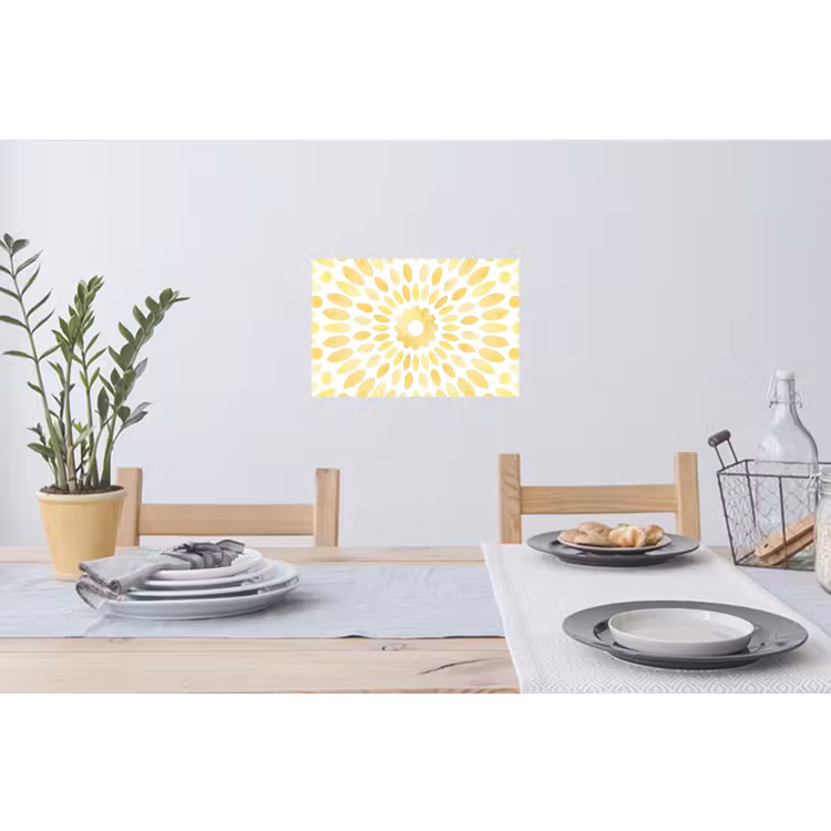 Abstract - Geometrisch - Stralend - Geel Muursticker klein -eettafel