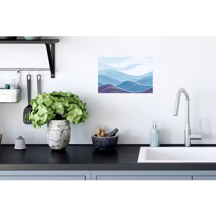 Abstract - Golven - Patroon - Blauw - Modern Muursticker klein -keuken