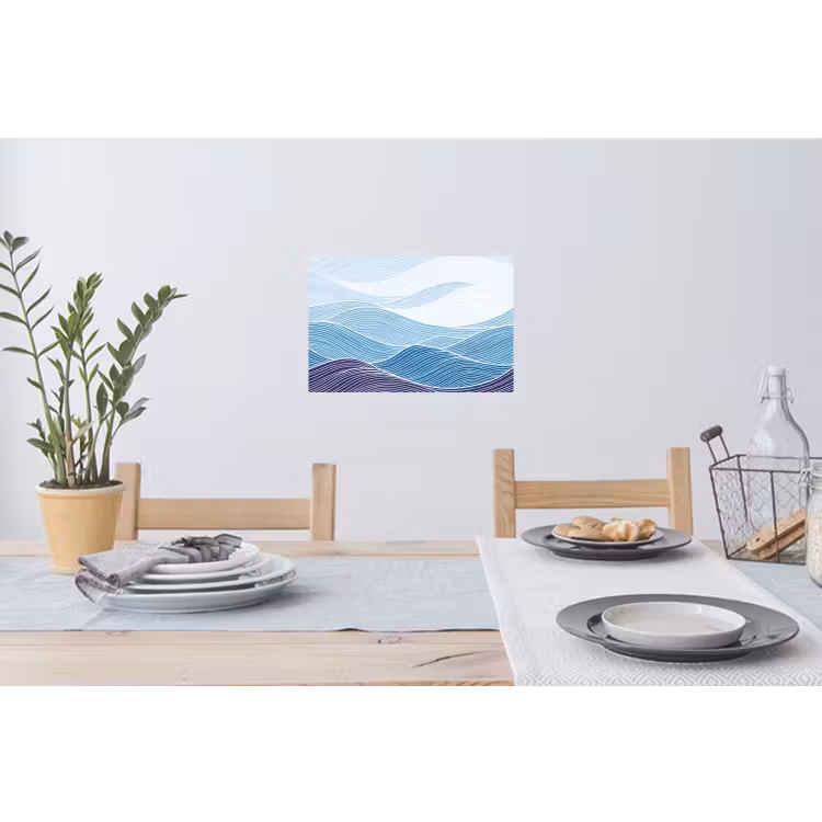 Abstract - Golven - Patroon - Blauw - Modern Muursticker klein -eettafel