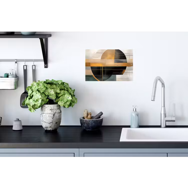 Abstract - Goud - Brons - Groen - Vormen - Modern Muursticker klein -keuken