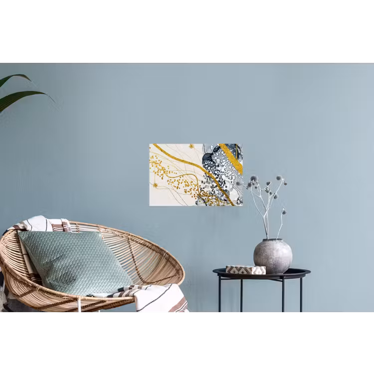 Abstracte weergave van de lucht met gouden accenten uit de natuur Muursticker klein -plant