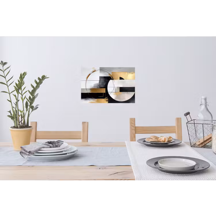 Abstract - Goud - Zilver - Vormen - Aesthetic Muursticker klein -eettafel