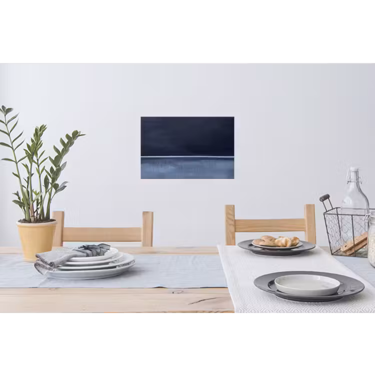 Abstract - Horizontale lijn - Minimalistisch - Donkerblauw - Kunst Muursticker klein -eettafel