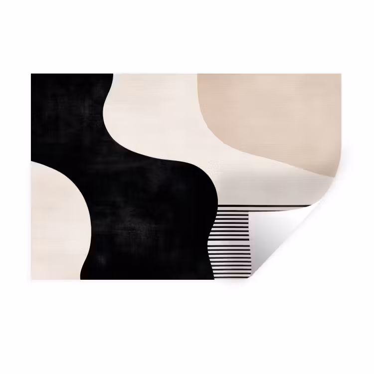 Abstract - Japandi - Beige - Modern Muursticker klein -3d