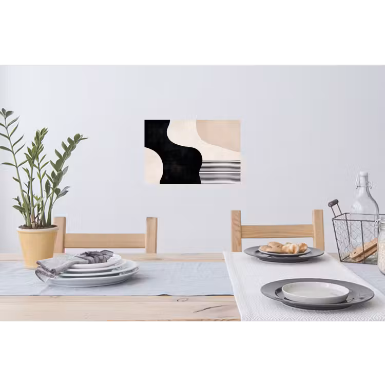 Abstract - Japandi - Beige - Modern Muursticker klein -eettafel