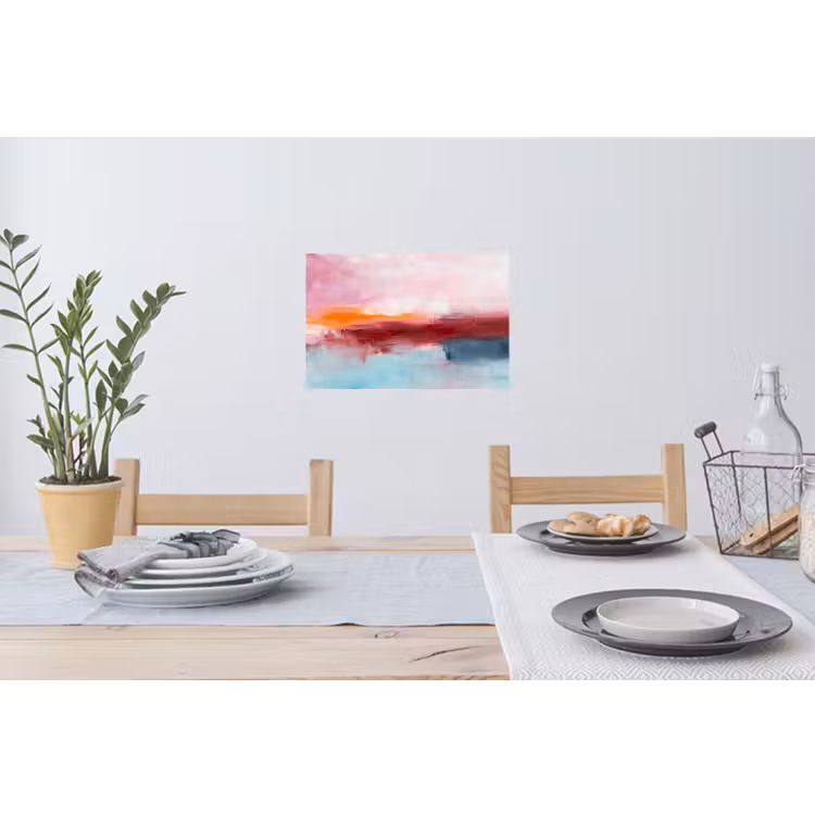 Abstract - Kleuren - Modern - Kunst - Roze Muursticker klein -eettafel