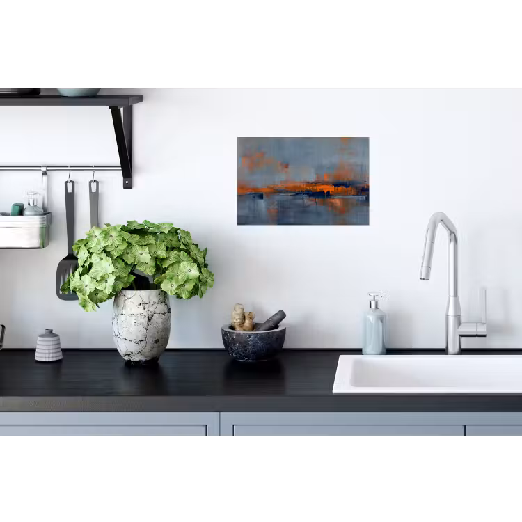 Abstract - Kleuren - Modern - Oranje - Grijs Muursticker klein -keuken