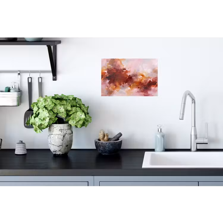 Abstract - Kleurrijk - Kunst - Modern - Roze-Rood Muursticker klein -keuken