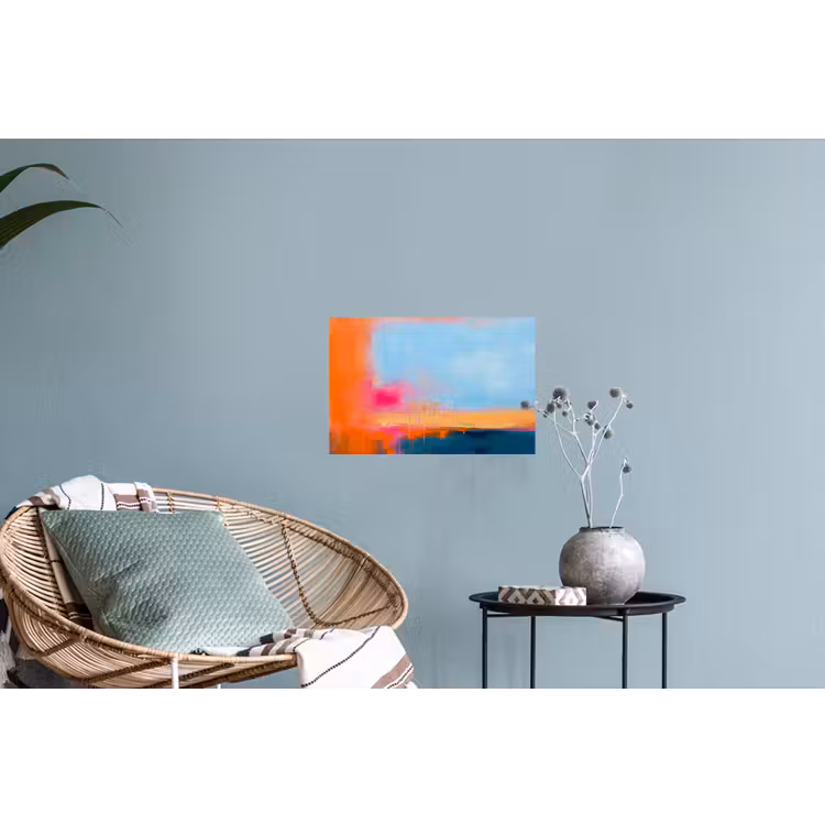 Abstract - Kleurvlakken - Modern - Oranje - Blauw Muursticker klein -plant