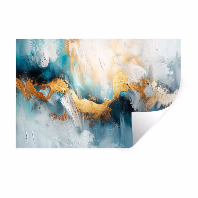 Abstract - Kunst - Gold - Blauw Muursticker klein -3d