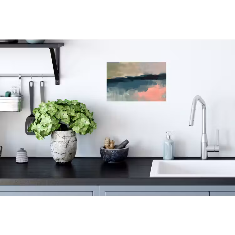 Abstract - Landschap - Kunst - Modern - Groen - Blauw Muursticker klein -keuken