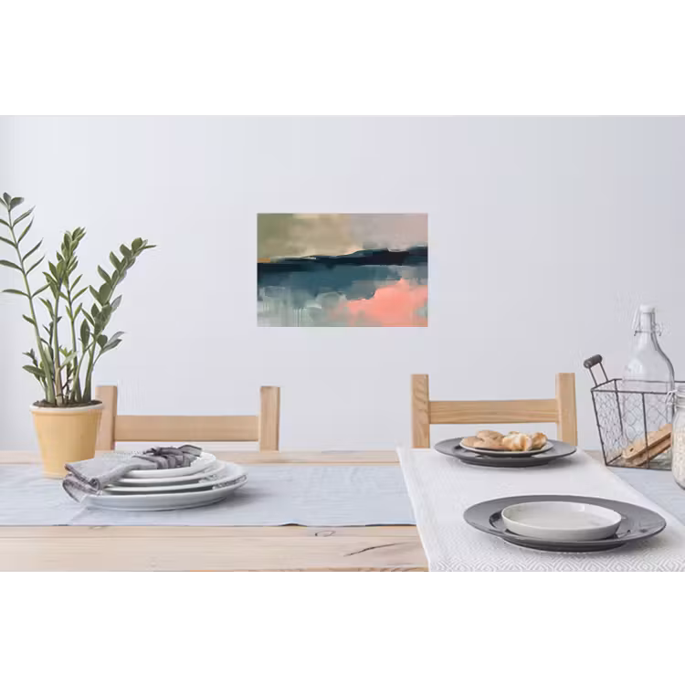 Abstract - Landschap - Kunst - Modern - Groen - Blauw Muursticker klein -eettafel