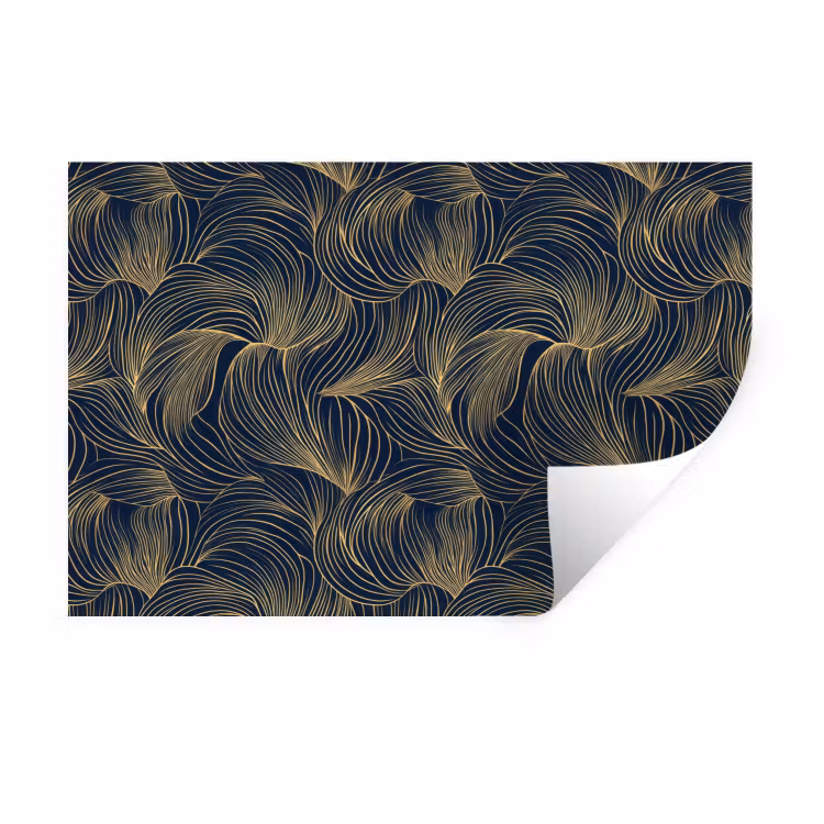 Abstract - Lijnen - Blauw - Goud Muursticker klein 286 -3d