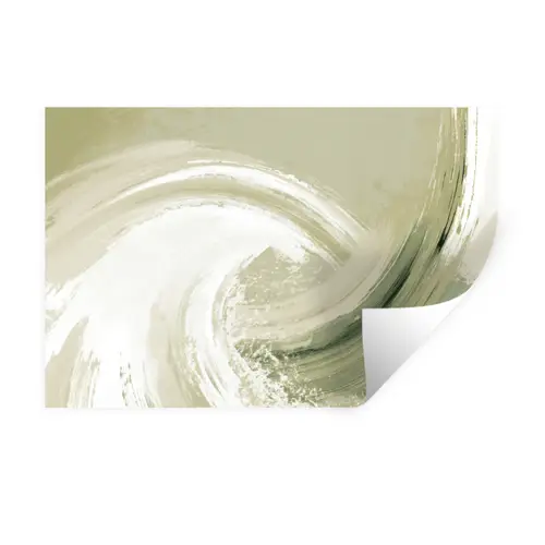 Abstract - Penseelstreken - Golven - Groen Muursticker klein -3d