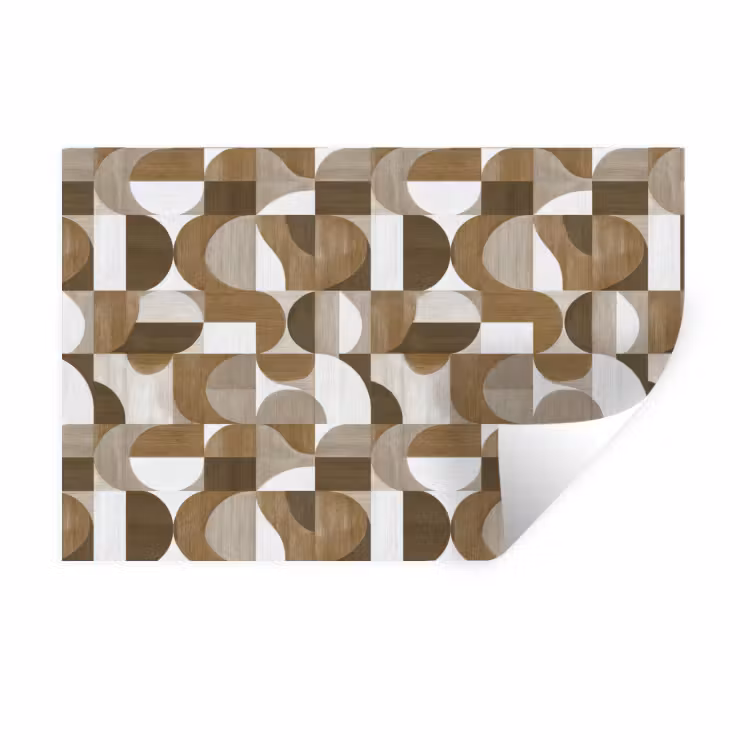 Abstract - Retro - Bruin Muursticker klein 286 -3d