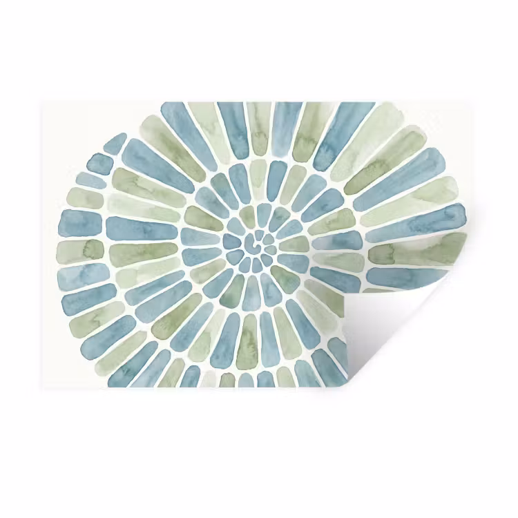Abstract - Spiraal - Patroon - Modern - Blauw-Groen Muursticker klein -3d