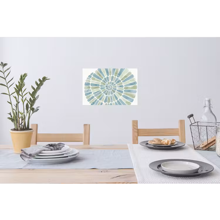 Abstract - Spiraal - Patroon - Modern - Blauw-Groen Muursticker klein -eettafel
