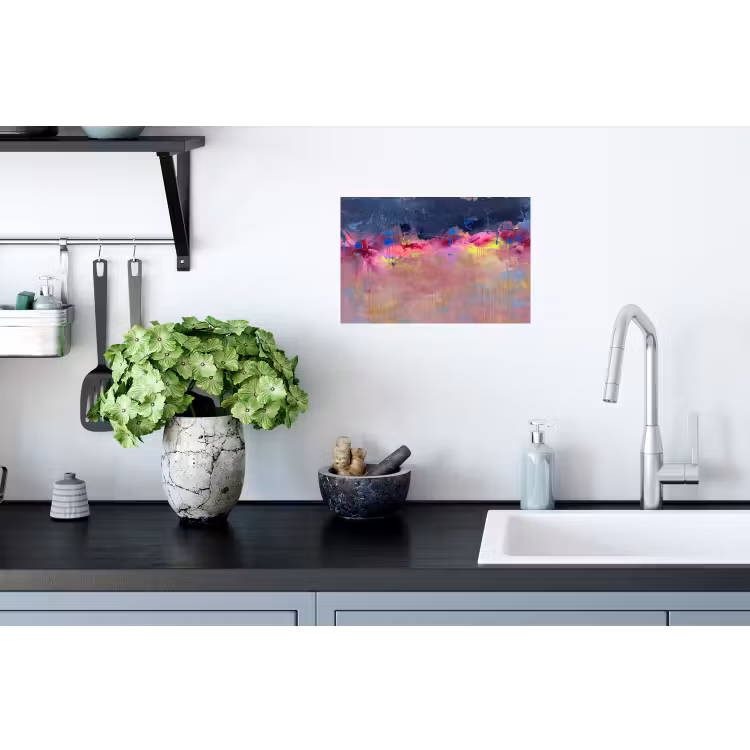 Abstract - Textuur - Kleuren - Modern - Roze Muursticker klein -keuken