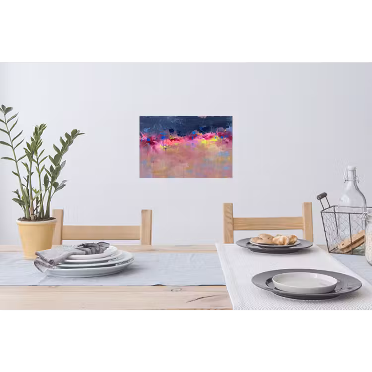 Abstract - Textuur - Kleuren - Modern - Roze Muursticker klein -eettafel