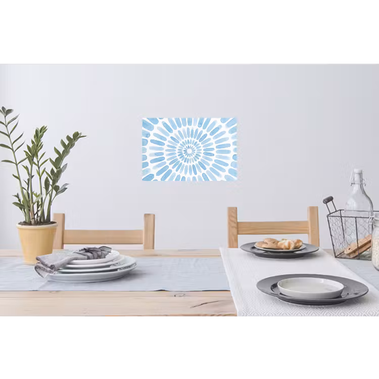 Abstract - Vormen - Kunst - Aquarel - Blauw Muursticker klein -eettafel
