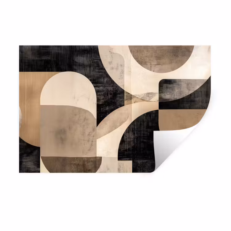 Abstract - Vormen - Modern - Beige Muursticker klein -3d