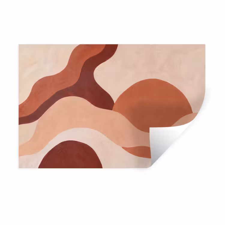 Abstract - Vormen - Organisch - Aardetinten - Modern Muursticker klein -3d