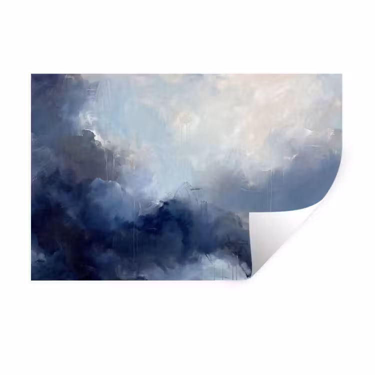 Abstract - Wolken - Modern - Blauw - Kunst Muursticker klein -3d