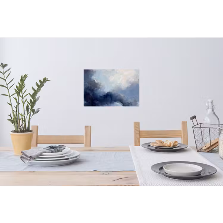 Abstract - Wolken - Modern - Blauw - Kunst Muursticker klein -eettafel