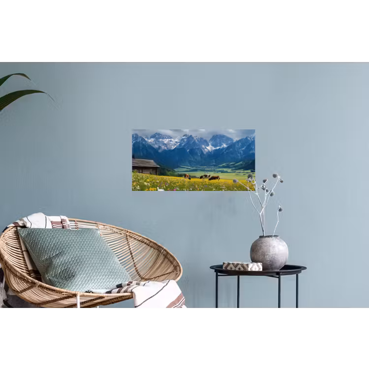 Alpen - Weide - Bergen - Koeien Muursticker klein -plant