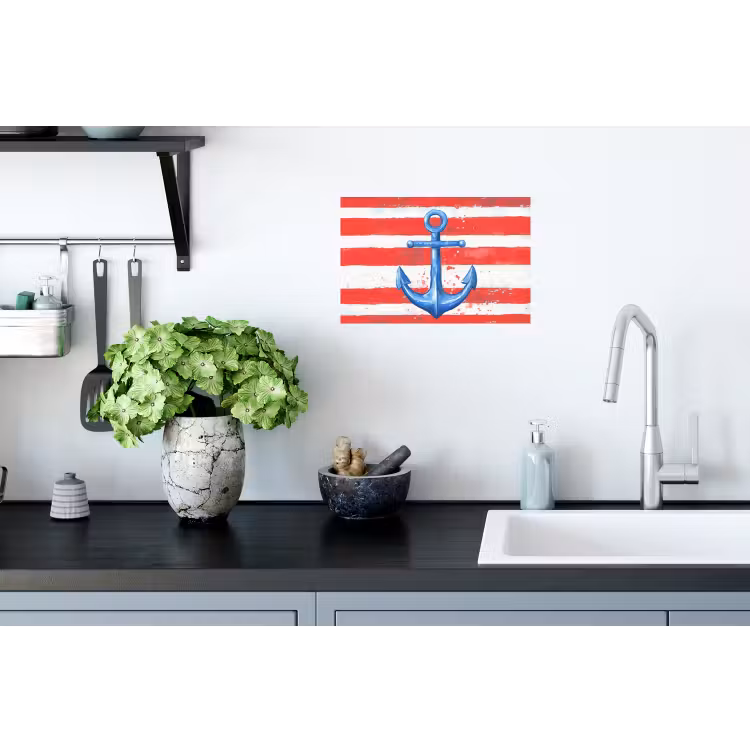 Anker - Verfspatten - Rood - Blauw Muursticker klein -keuken