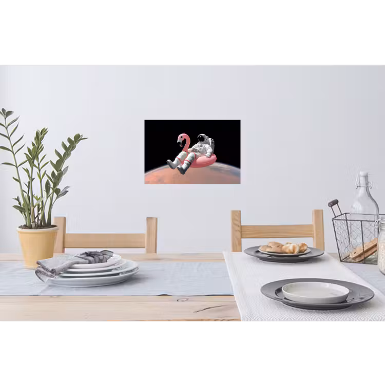 Astronaut - Flamingo - Zwemband - Roze Muursticker klein -eettafel