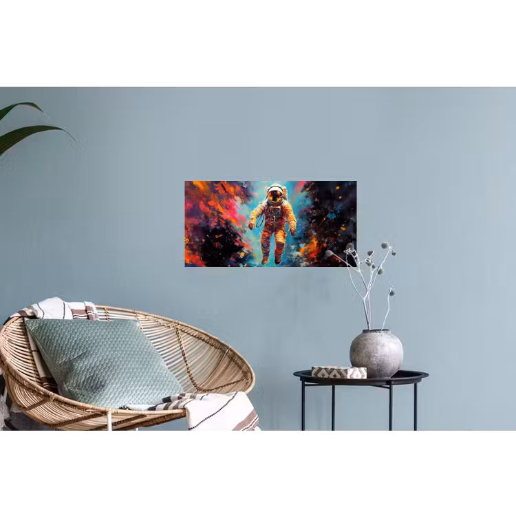 Astronaut - Graffiti - Ruimte - Neon Muursticker klein -plant