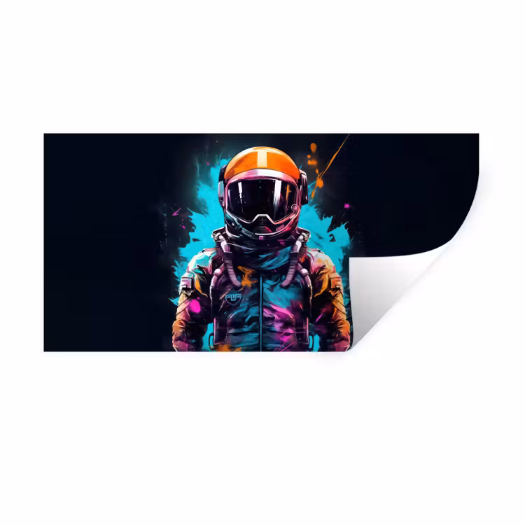 Astronaut - Neon - Gaming - Ruimte Muursticker klein -3d
