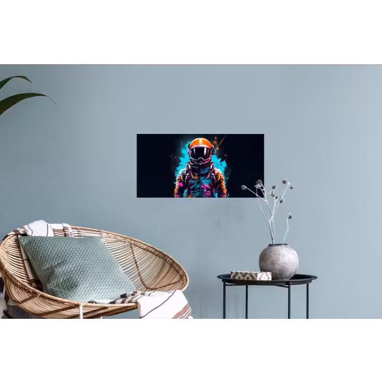 Astronaut - Neon - Gaming - Ruimte Muursticker klein -plant