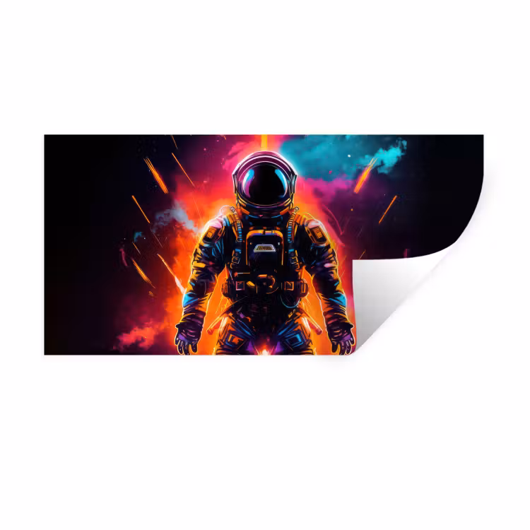 Astronaut - Neon - Gaming - Ruimte Muursticker klein -3d